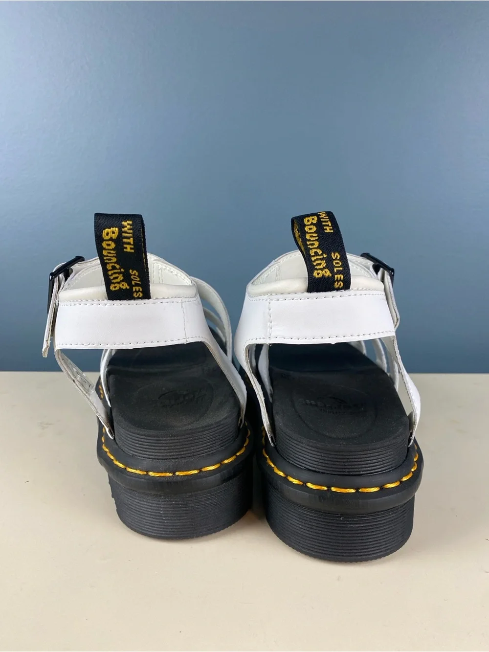 Dr. Martens Blaire White Hydro Leather Platform Gladiator Sandal Womens US 8